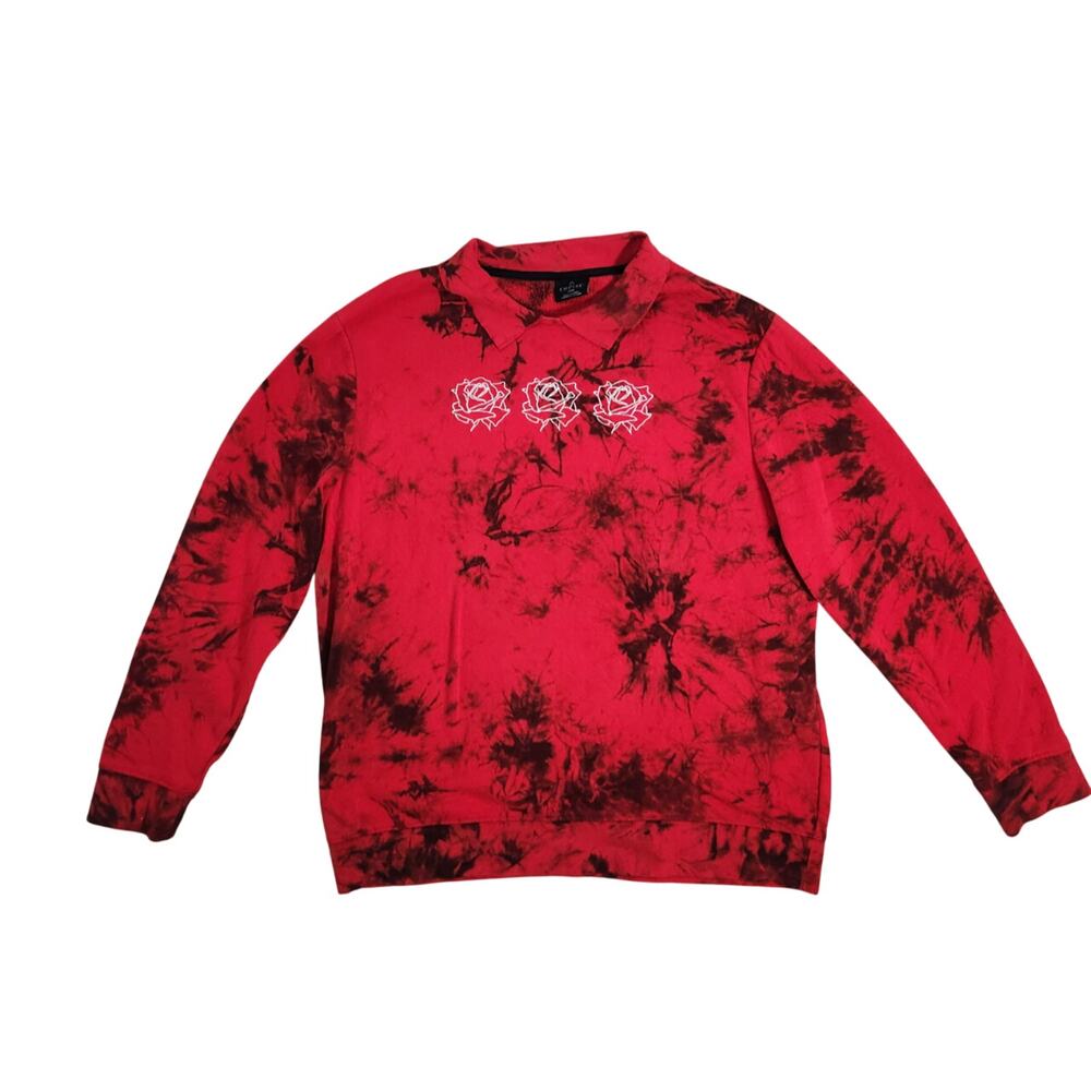 Rare Empyre Morna Roses Red & Black Tie Dye Sweatshirt  Woman’s Large